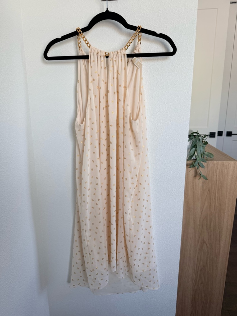 Michael Kors Foil-Print Chain Halter Dress